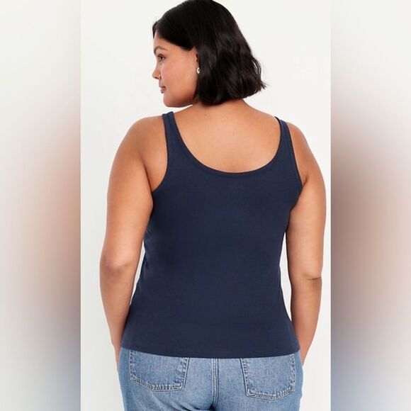NWT Old Navy Plus Size First Layer Ribbed Scoop Neck Tank Top - Navy Blue - 3XL - Picture 2 of 8